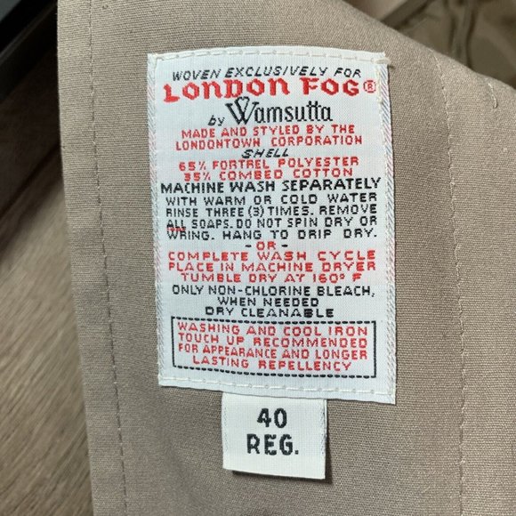 London Fog Trench Coat Men's Size 40 Reg. Tan Hidden Buttons Removable Liner - Picture 10 of 13